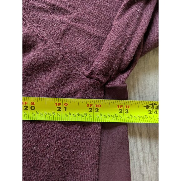 Loft Outlet Plum Mixed Media Sweater Top Size L Lightweight Knit & Sheer Back Wo - Picture 7 of 7